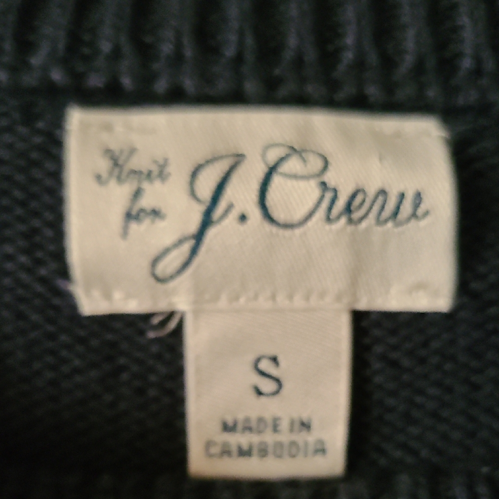 J. Crew Hand Knit Crewneck Sweater Navy Blue Fishermans 100% Cotton - Picture 4 of 17